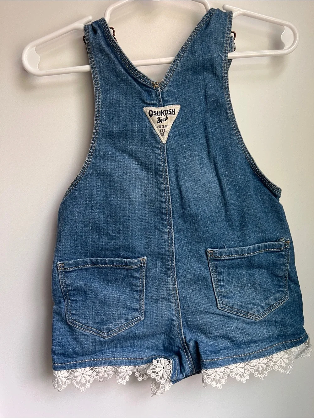 OshKosh B’gosh Denim Shortalls with Lace Trim | 18M